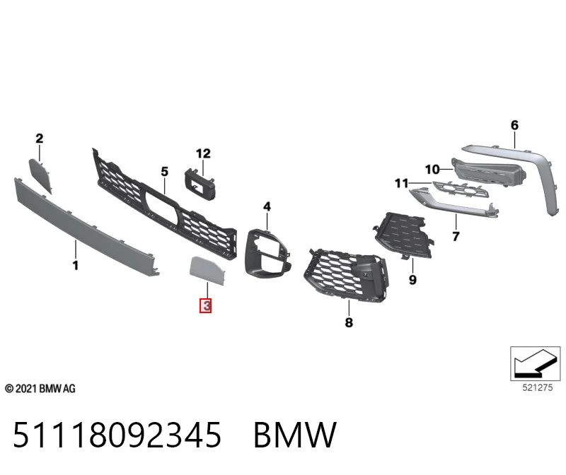 51118092345 BMW Заглушка бампера буксирувального гака, передня ліва