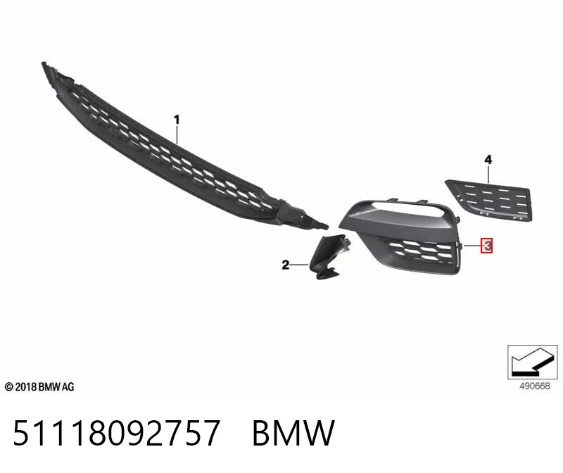 51118092757 BMW Решітка радіатора ліва