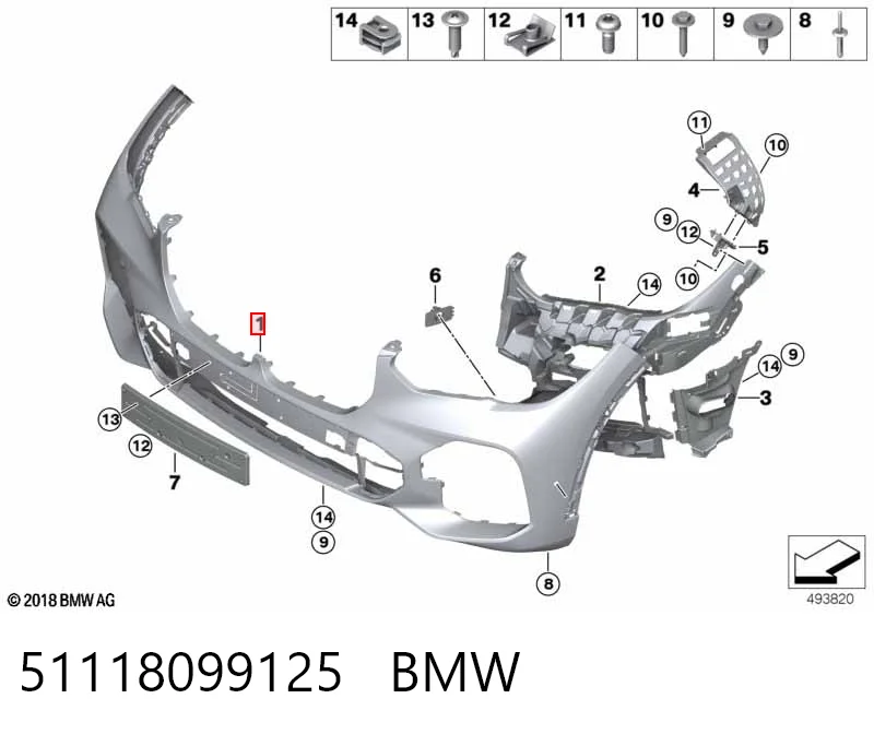 51118099125 BMW Бампер передній в зборі