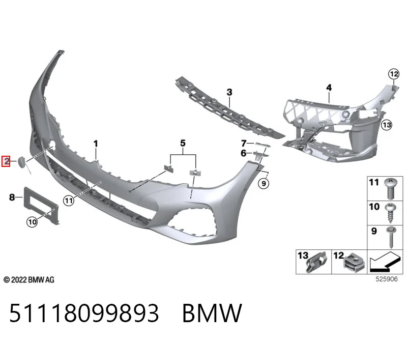 51118099893 BMW Заглушка бампера буксирувального гака, передня ліва