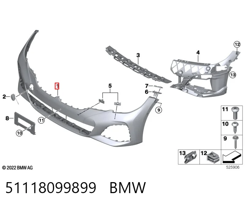 51118099899 BMW Бампер передній в зборі