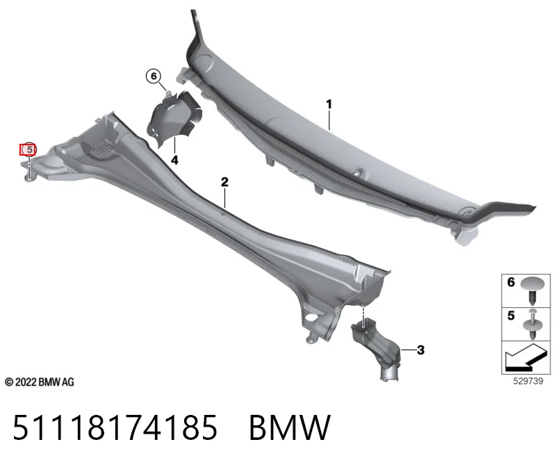 51118174185 BMW Кліп кріплення решітки радіатора охолодження