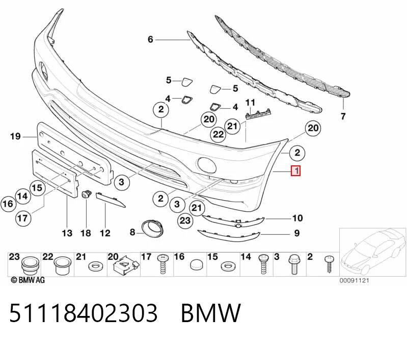 51118402303 BMW Бампер передній в зборі