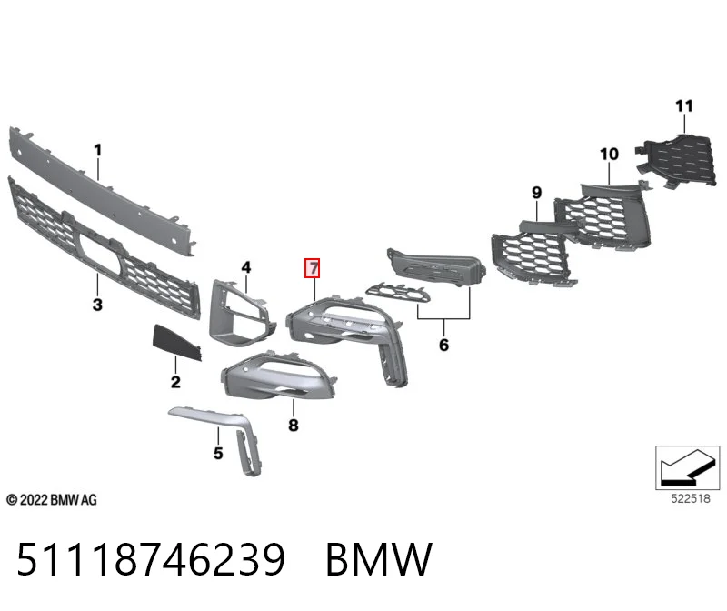 51118746239 BMW Ободок фари протитуманной