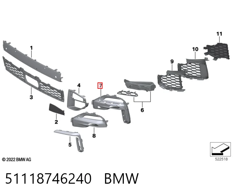 51118746240 BMW Ободок/окантовка фари протитуманной, правий
