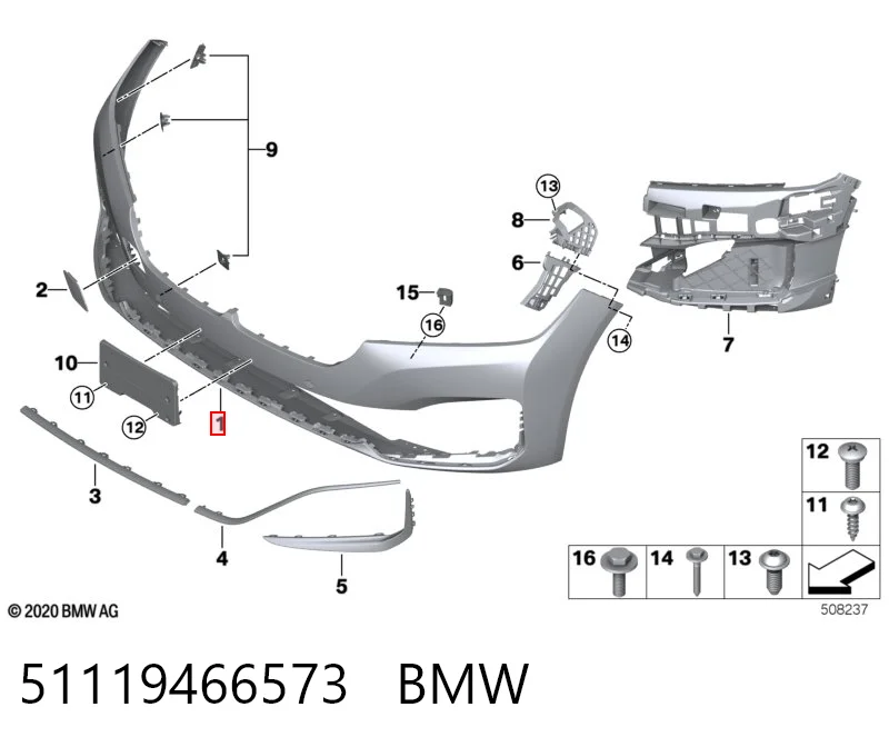 51119466573 BMW Бампер передній в зборі