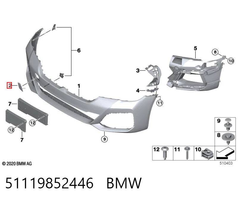51119852446 BMW Заглушка бампера буксирувального гака, передня