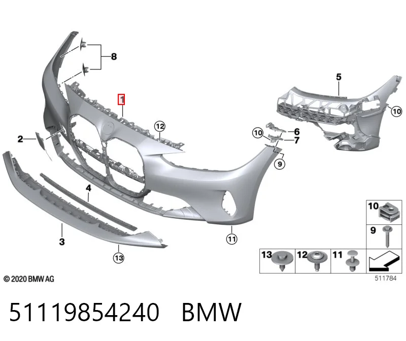 51119854240 BMW Бампер передній в зборі