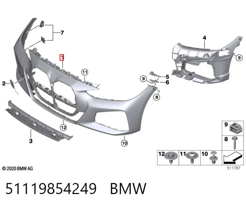 51119854249 BMW Бампер передній в зборі