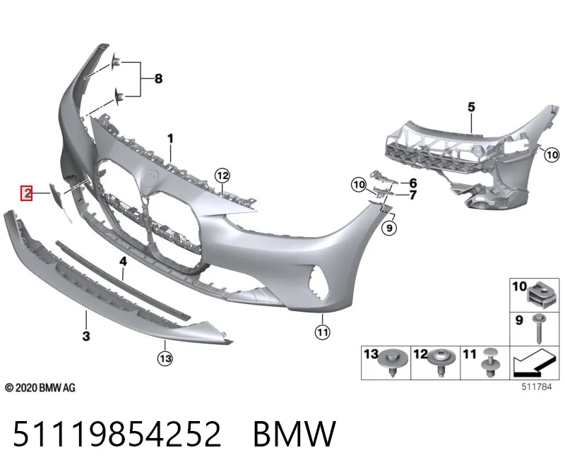51119854252 BMW Заглушка бампера буксирувального гака, передня ліва