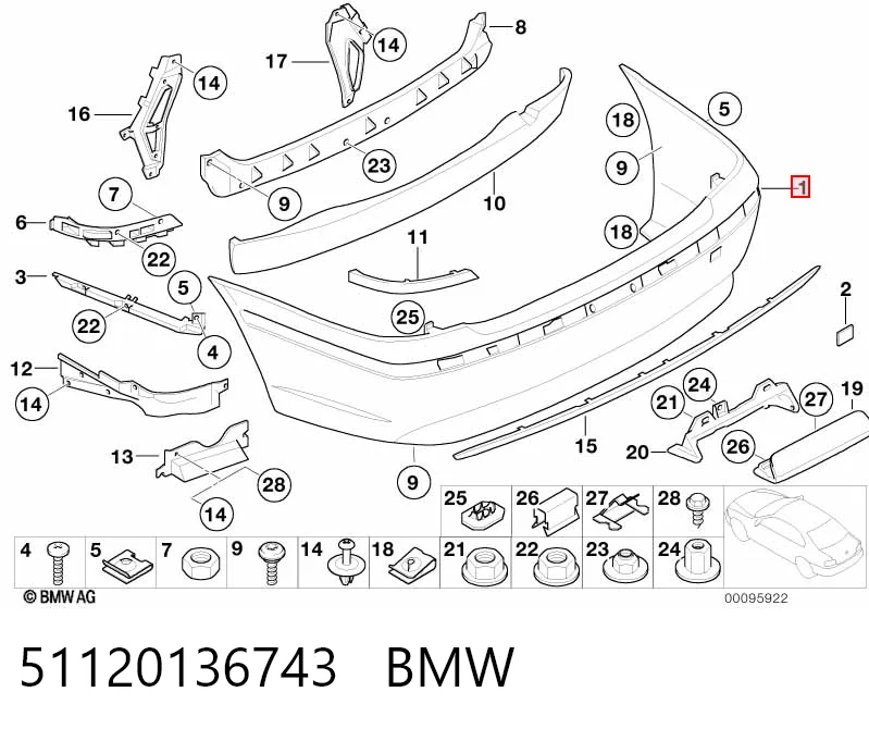 Буфер (бампер) задній на BMW 7  E65, E66, E67