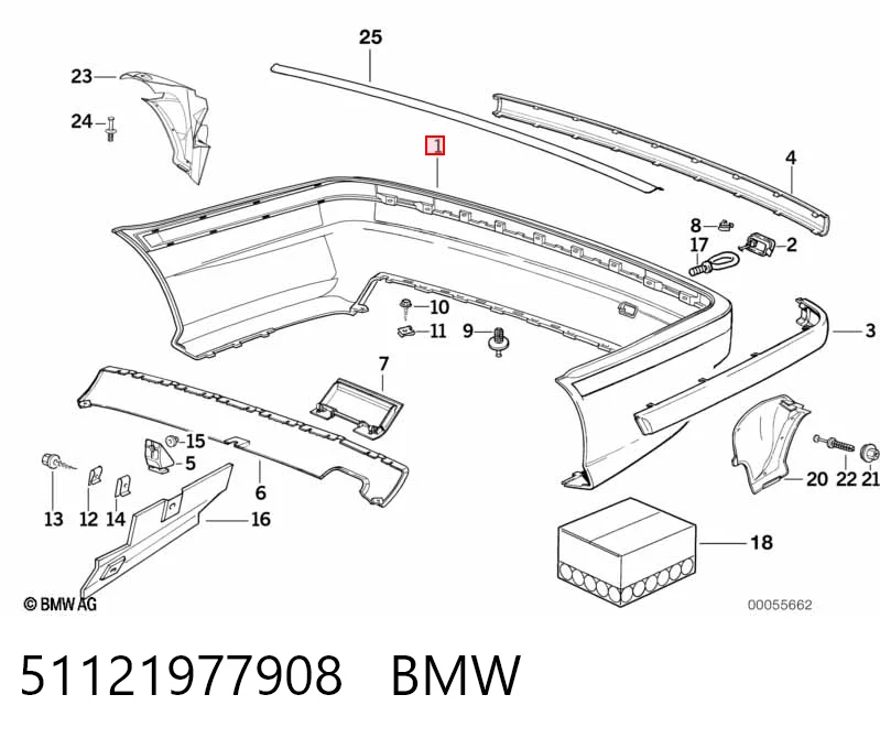 Буфер (бампер) задній BMW 3 седан (E36) (1990 - 1998) ціна, від 37.42 USD