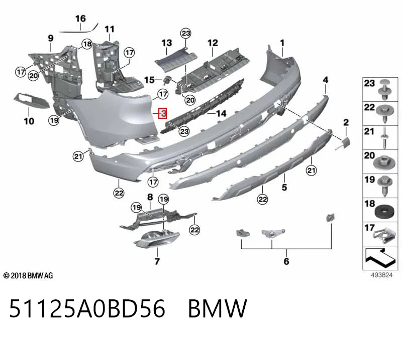 51125A0BD56 BMW Кут бампера заднього правий