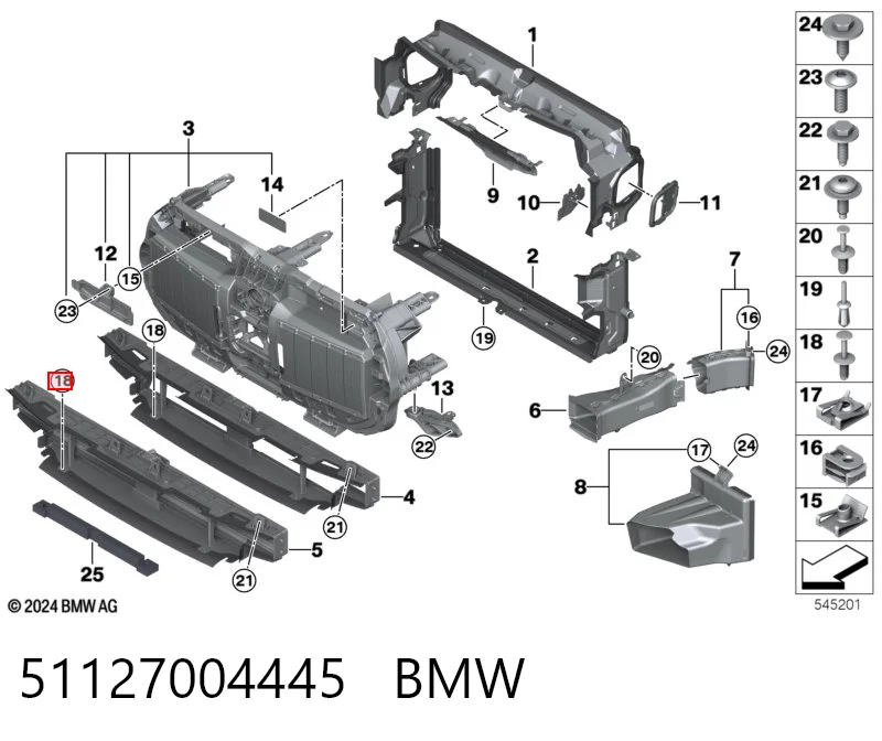 51127004445 BMW Пістон (кліп) кріплення обшивки кришки багажника