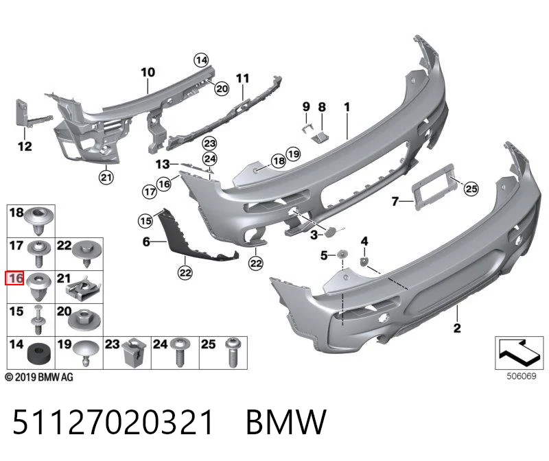 51127020321 BMW Кліпса кріплення накладок порогів