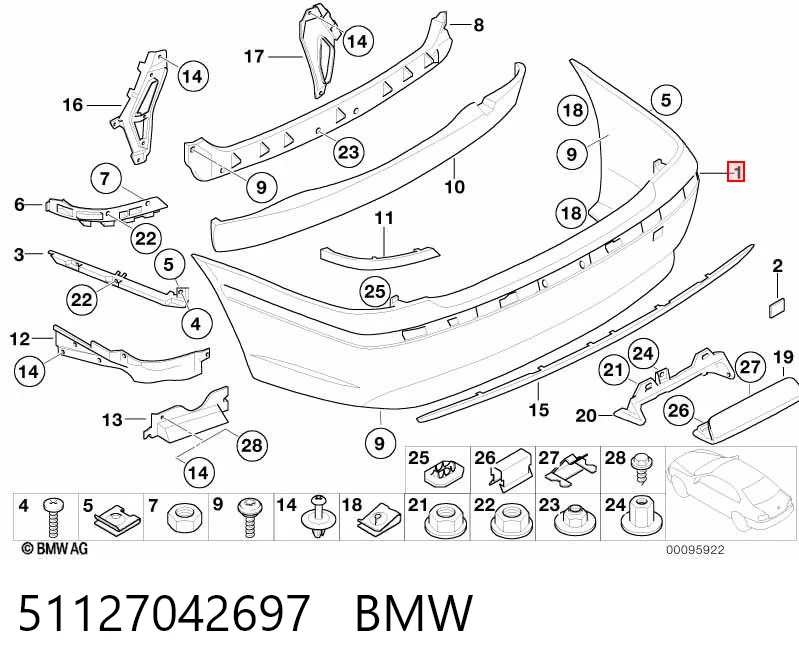 Кожух бампера заднього BMW 7 седан (E65, E66, E67) (2001 - 2008) ціна, від 63.35 USD