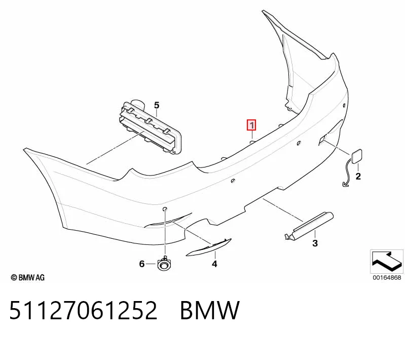 Кожух бампера заднього BMW 5 седан (E60) (2003 - 2009) ціна, від 57.02 USD