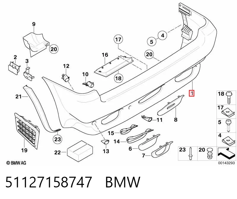 Купити Задній бампер BMW X5  E53
