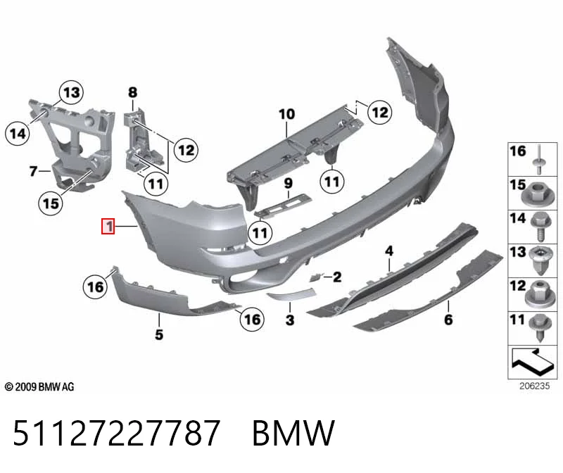 51127227787 BMW Буфер (бампер) задній