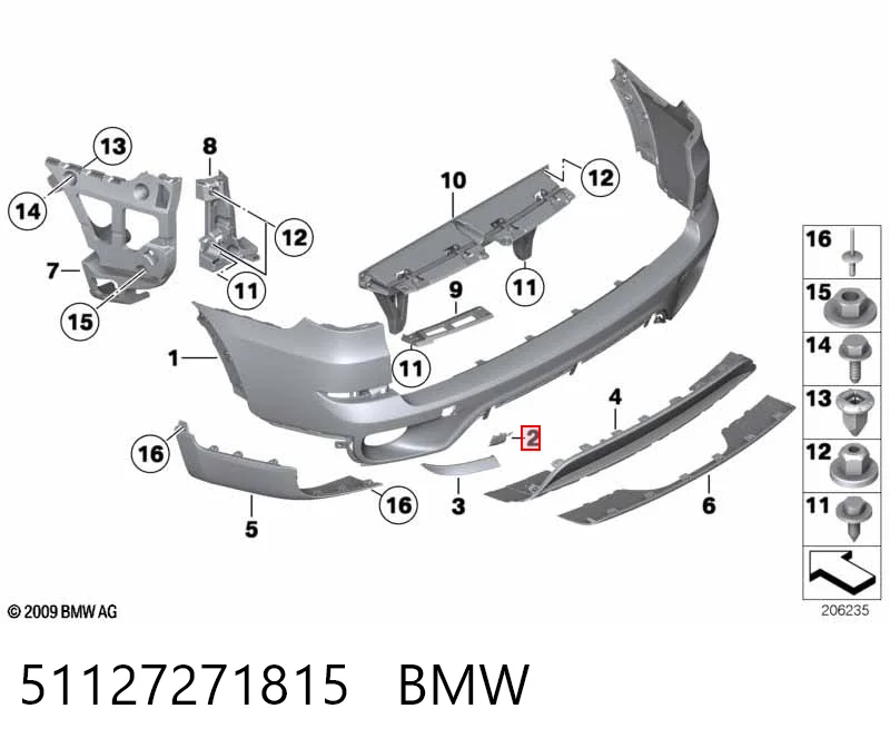 51127271815 BMW Заглушка бампера буксирувального гака, задня