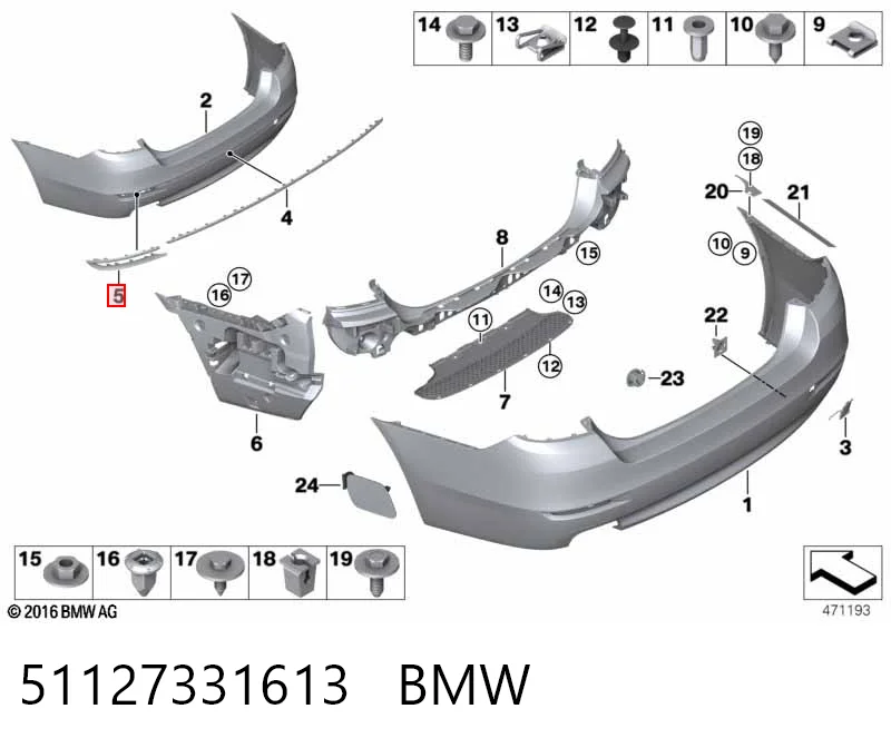 51127331613 BMW Захисна накладка на задній бампер