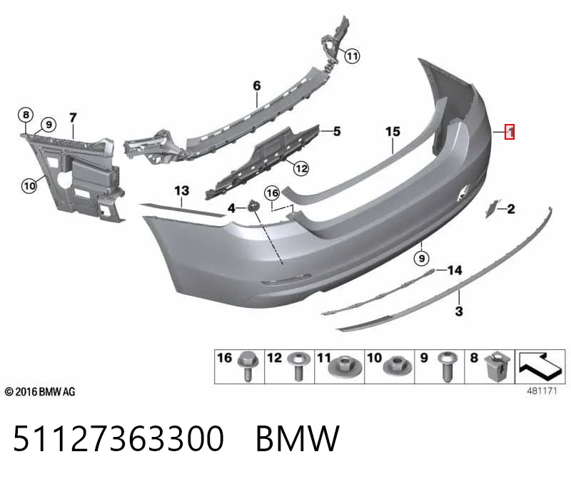 51127363300 BMW Буфер (бампер) задній