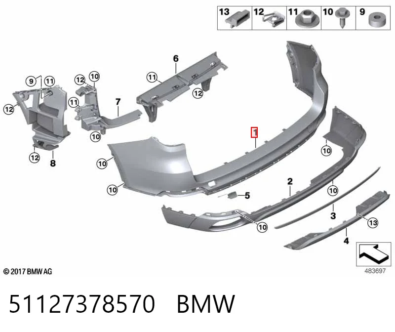 51127378570 BMW Буфер (бампер) задній