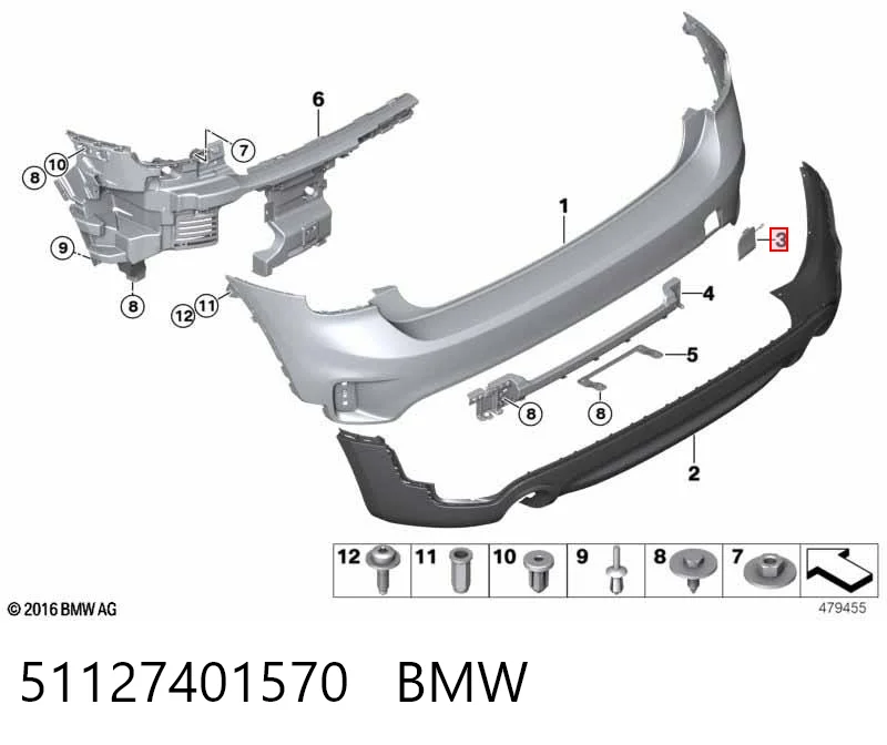51127401570 BMW Заглушка бампера буксирувального гака, задня