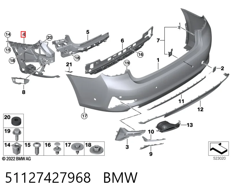 51127427968 BMW Кронштейн бампера заднього, правий