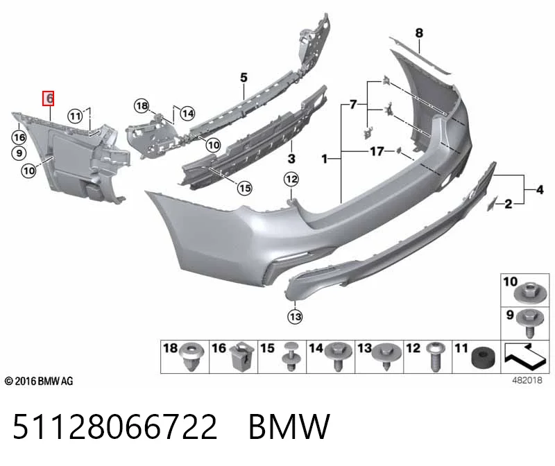Кронштейн бампера заднього, правий BMW 8066722 ціна, від 47.47 USD