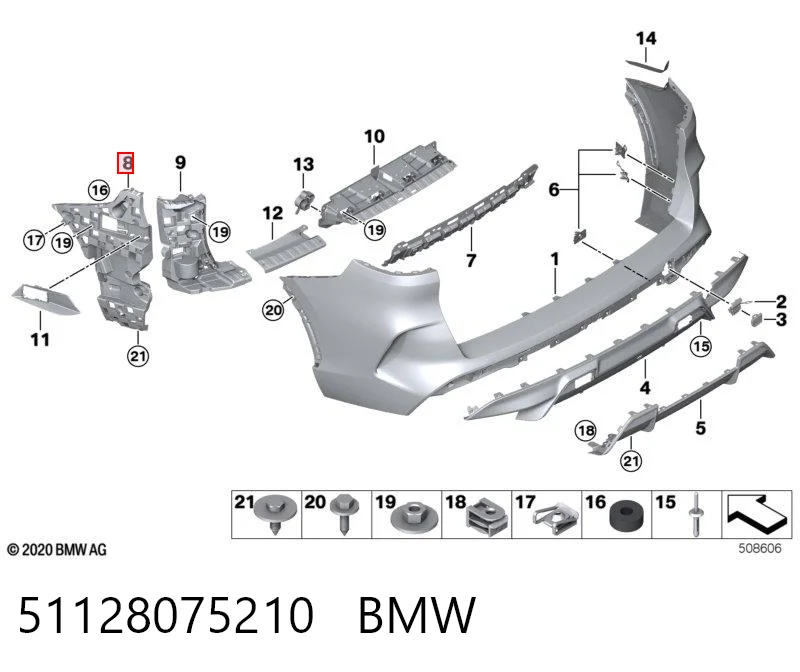 51128075210 BMW Кронштейн бампера заднього, правий