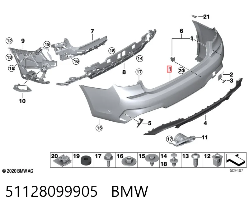 Кожух бампера заднього BMW 3 седан (G20, G80, G28) (2018 - 2026) ціна, від 153.23 USD