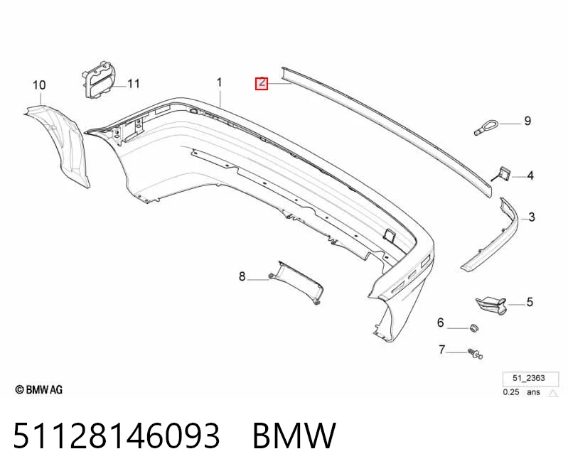 Молдинг заднього бампера, центральний 8146093 BMW