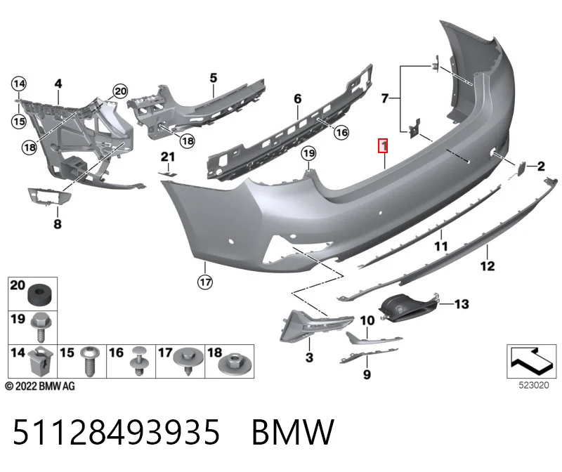 51128493935 BMW Буфер (бампер) задній