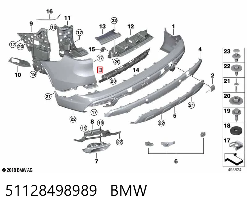 51128498989 BMW Бампер задній, ліва частина