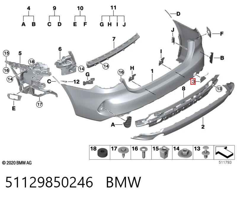51129850246 BMW Заглушка бампера буксирувального гака, задня