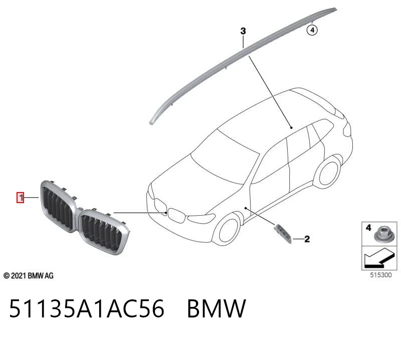 51135A1AC56 BMW Решітка радіатора