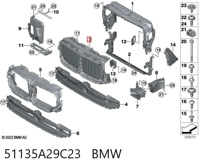 51135A29C23 BMW Жалюзі радіатора охолодження