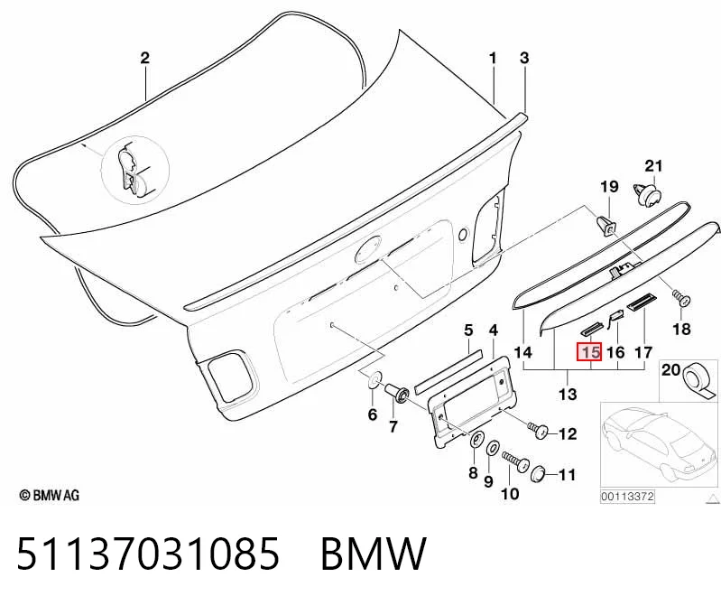 51137031085 BMW Ліхтар освітлення номерного знака