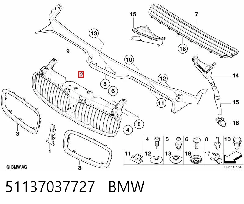 Решітка радіатора на BMW 7  E65, E66, E67