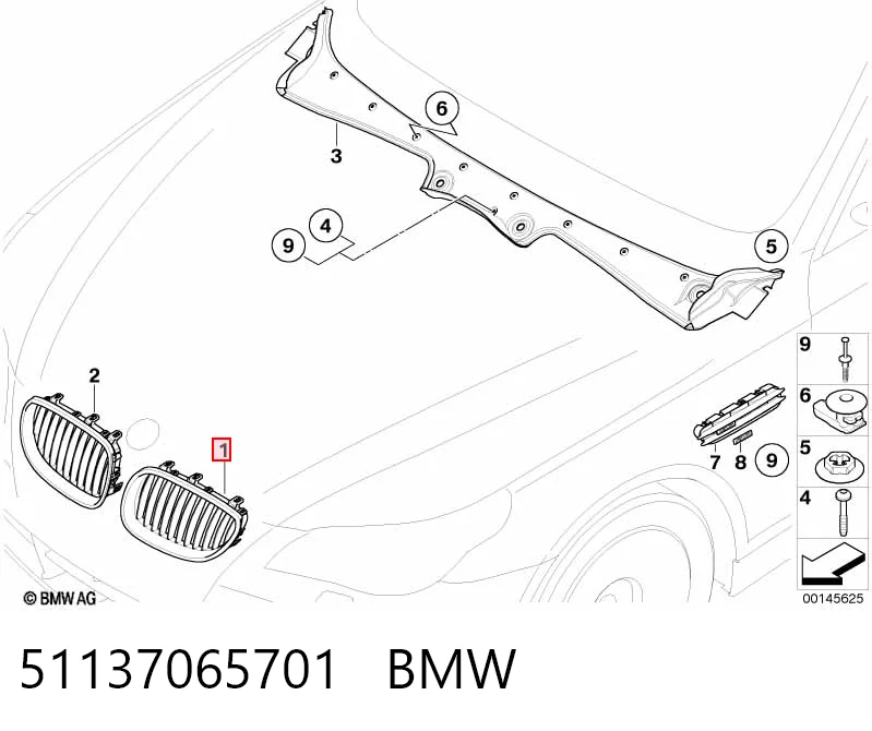 51137065701 BMW Решітка радіатора ліва