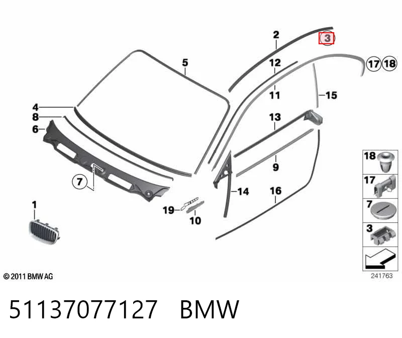 51137077127 BMW Пістон (кліп) кріплення підкрилки переднього крила