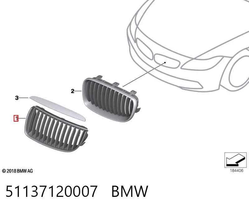 51137120007 BMW Решітка радіатора ліва