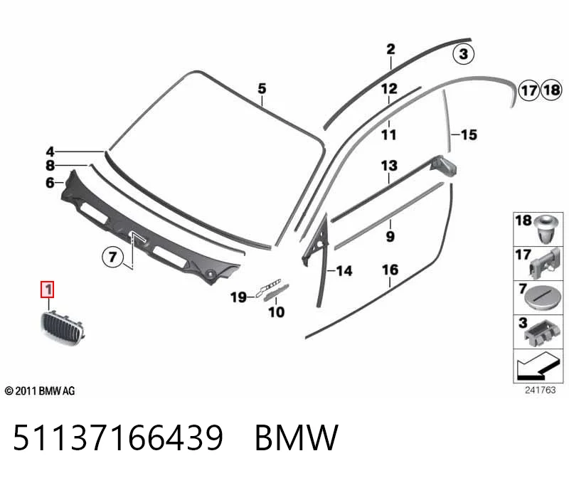 51137166439 BMW Решітка радіатора ліва