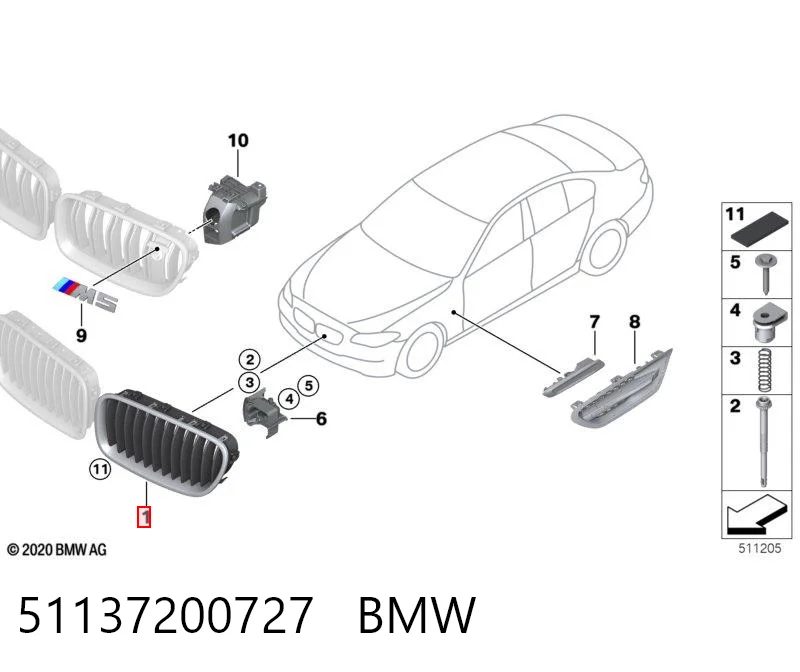 51137200727 BMW Решітка радіатора ліва