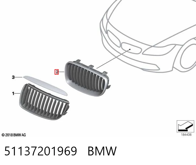 51137201969 BMW Решітка радіатора ліва