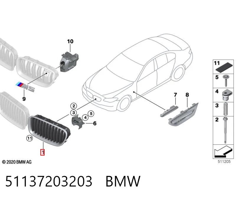 51137203203 BMW Решітка радіатора ліва
