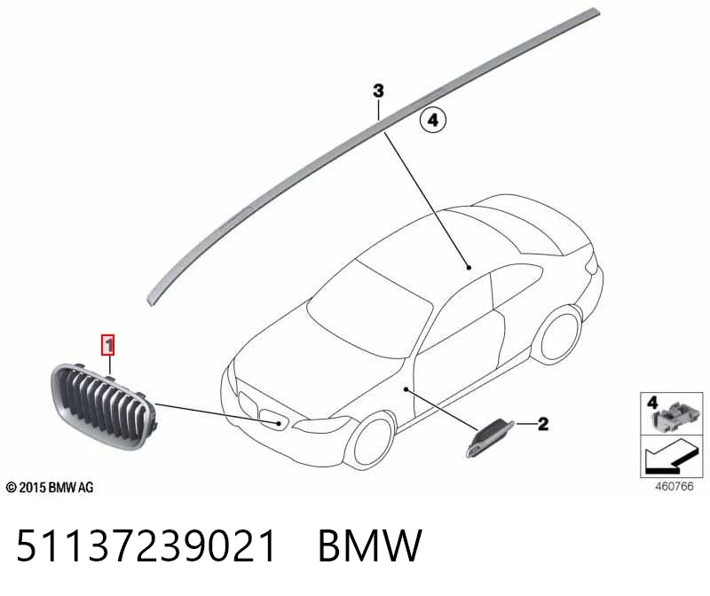 51137239021 BMW Решітка радіатора ліва