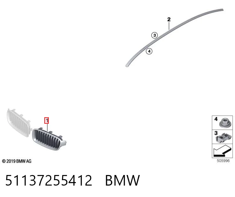 51137255412 BMW Решітка радіатора права