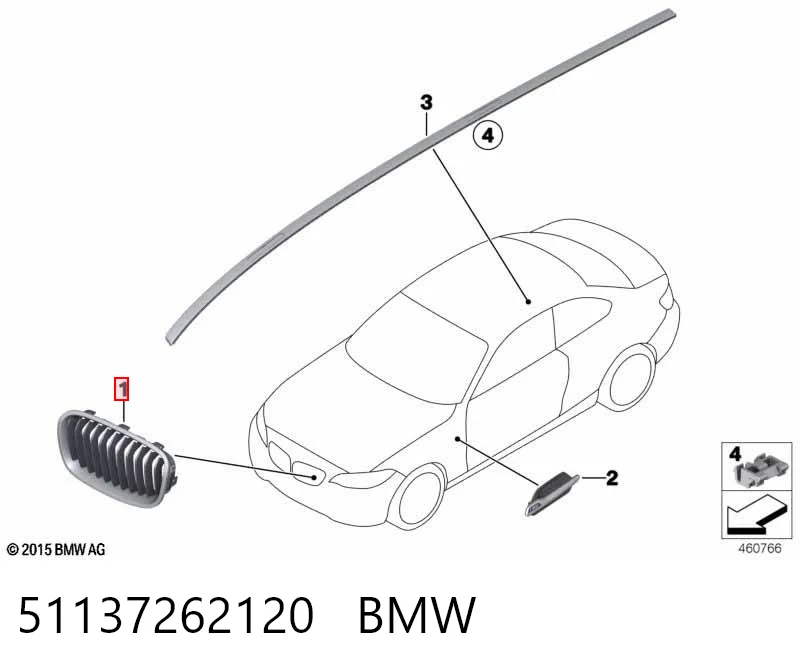 51137262120 BMW Решітка радіатора права